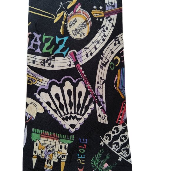 Vintage 1990s Nicole Miller New Orleans Themed 100% Silk Tie Novelty Print - Picture 4 of 6
